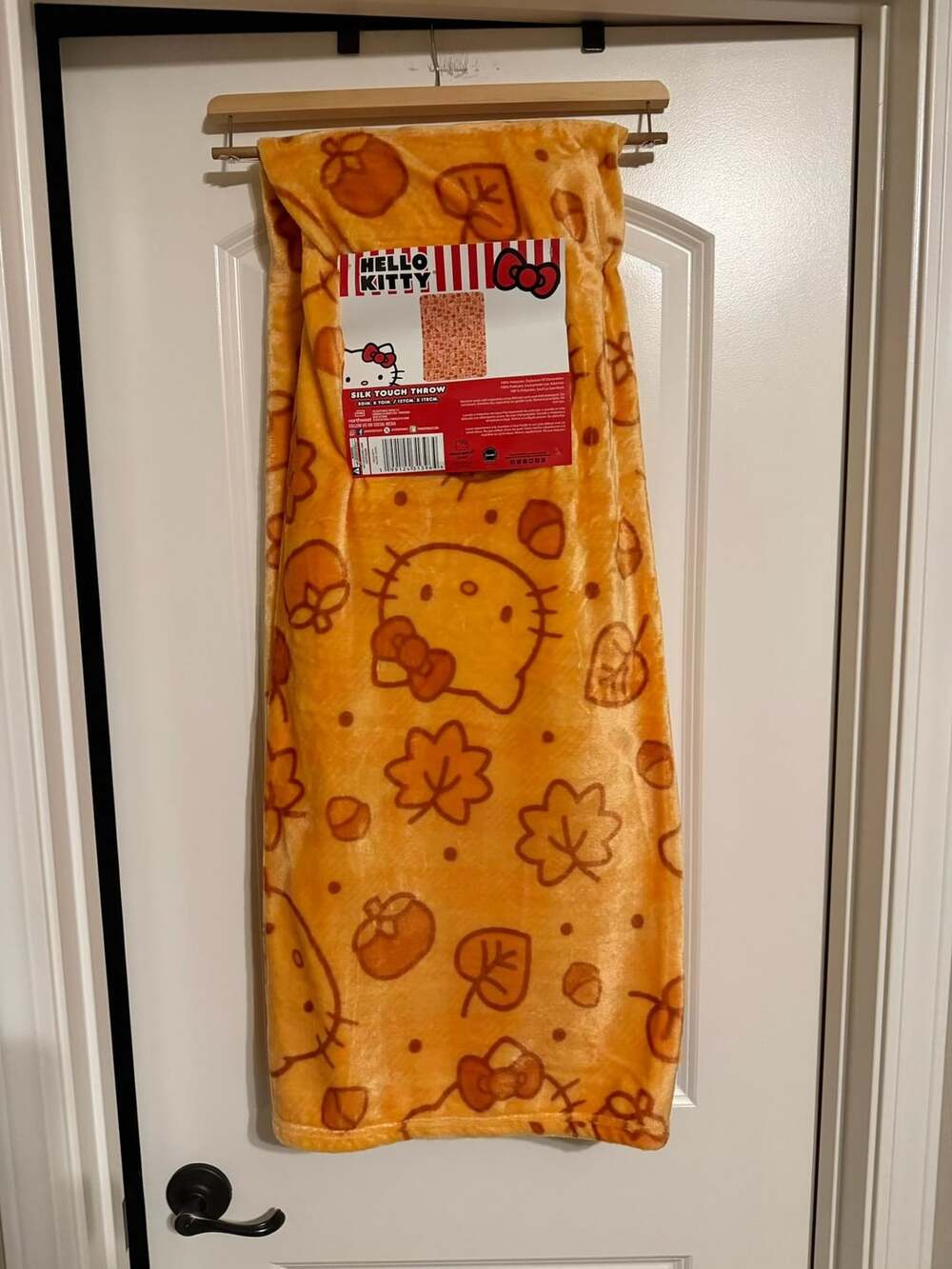 Hello Kitty Fall Leaves and Acorns Orange Silk Touch Throw Blanket